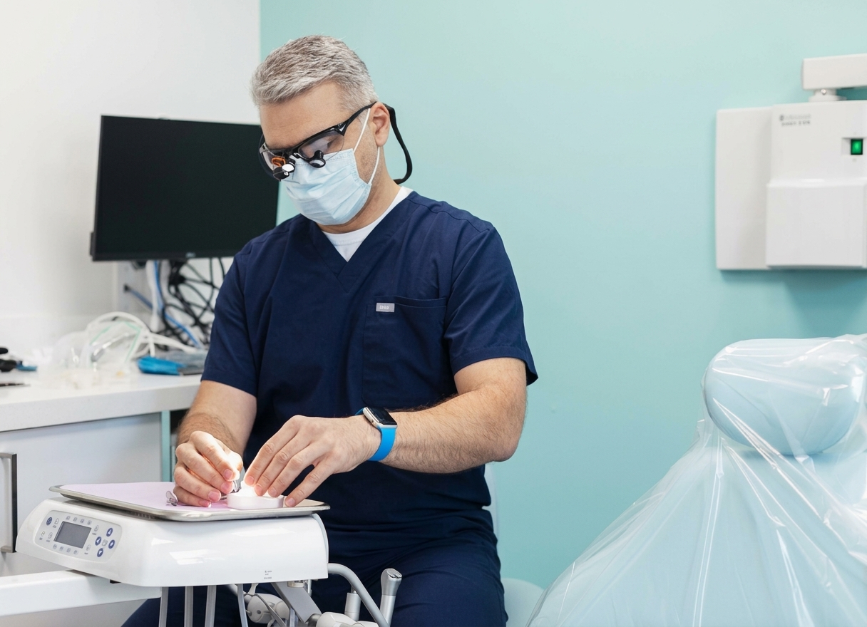 Dentist working in the treatment room